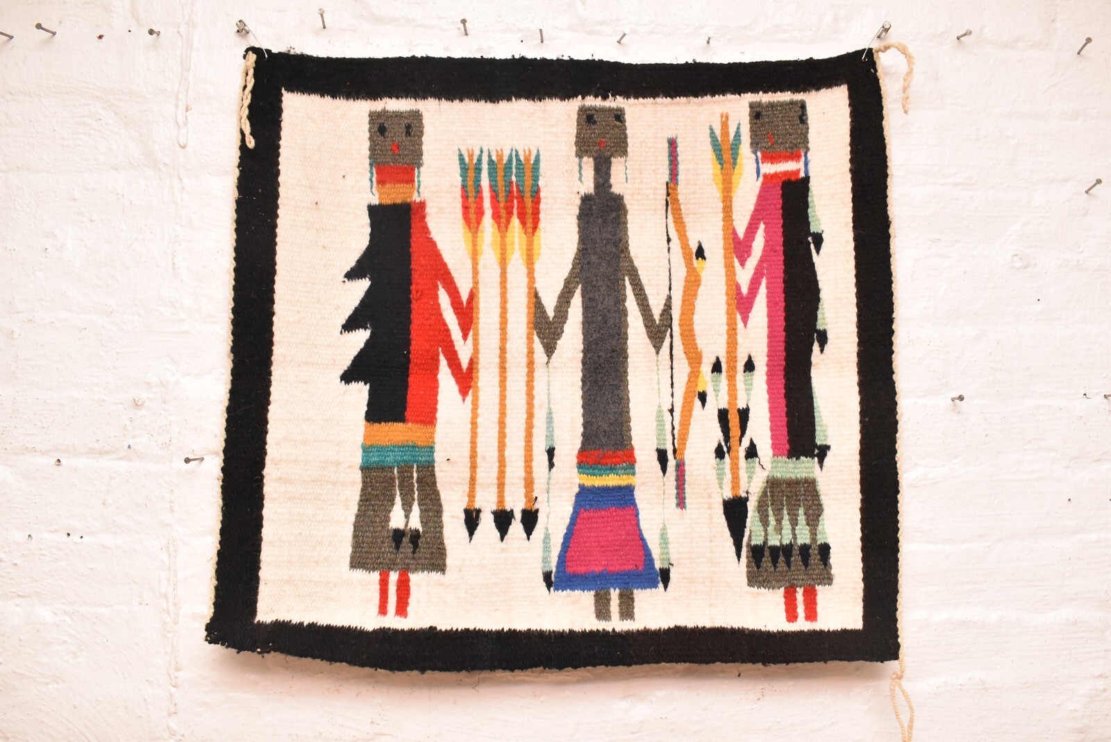 Antique Navajo Rug Textile Native American Indian Yei
