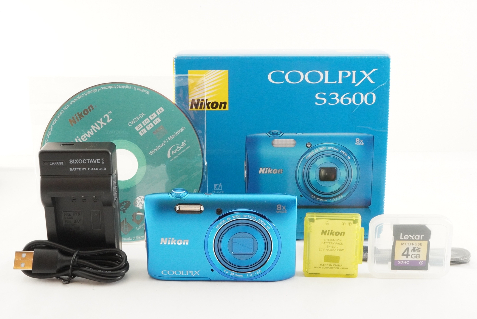 Nikon COOLPIX S3600 Blue In Box + 4GB SDHC Card Digital