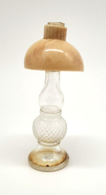 Vintage Miniature Glass Hurricane Oil Lamp Perfume Bottles swirl shade