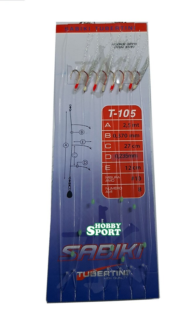SABIKI TUBERTINI T 105 - HOOK SIZE 9 ARTIFICIALE MARE  PELLE DI PESCE 8 AMI