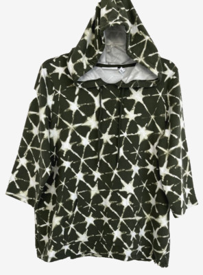 Denim & Co. Active Hooded  Shirt Sz L Green French Terry A394304 Women ZE10