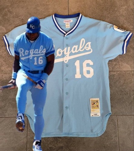 AUTHENTIC VINTAGE BO JACKSON ROYALS JERSEY 48 XL MITCHELL NESS POWDER BLUE