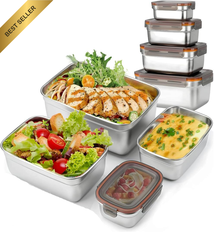 4PK Stainless Steel Food Storage Containers Airtight Bento Lunch Box