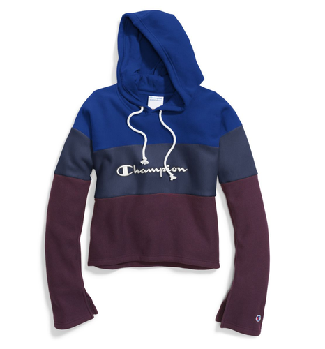 Champion Surf The Web/Imperial Indigo/Dark Berry Purple Crop Colorblock Hoodie