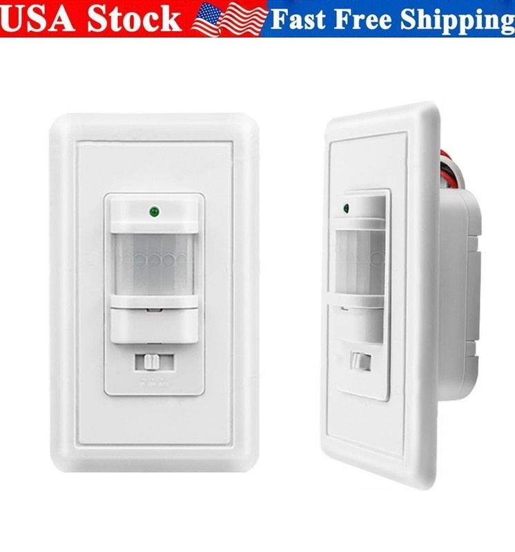 Auto On/Off Sensor Switch Motion Infrared PIR Occupancy Vacancy Wall