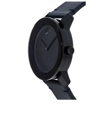 Pre-owned Movado Brand  Bold Men's Navy Band Black Dial Watch 3600583