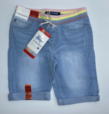 Girls Size M(9/10) Vigoss Super Stretch Bermuda Shorts Knit Waistband Blue