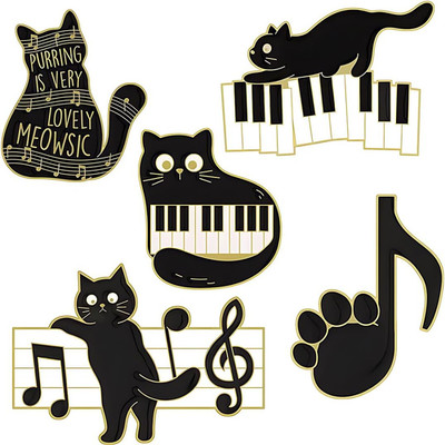 Katze Emaille Pins - 5pcs Niedliche Emaille Broschen Sets, Funny Animal Emaille-
