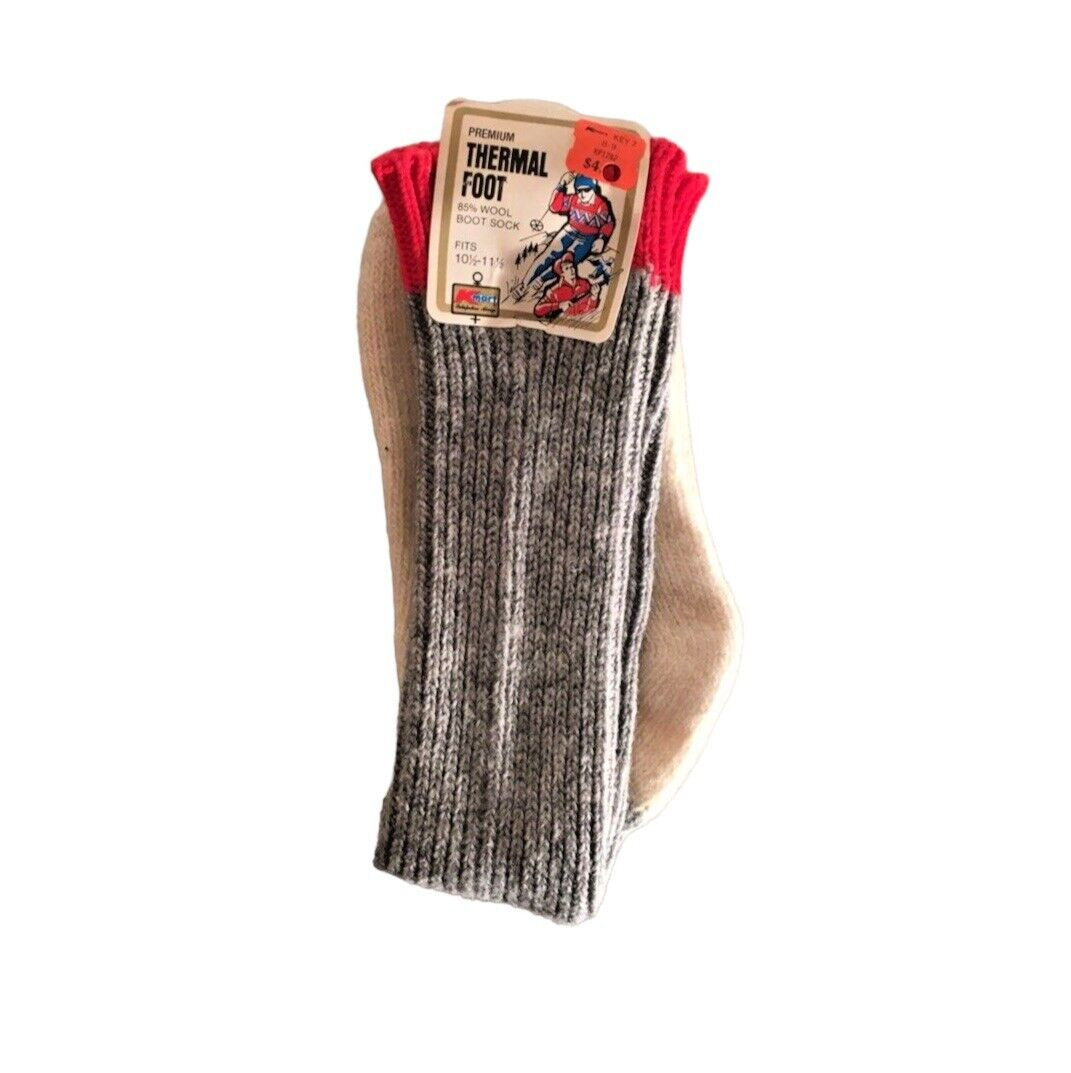 Vtg Kmart Premium Thermal Boot Socks Wool Hunting Skiing Sz 10 1/2 - 11 1/2 NOS