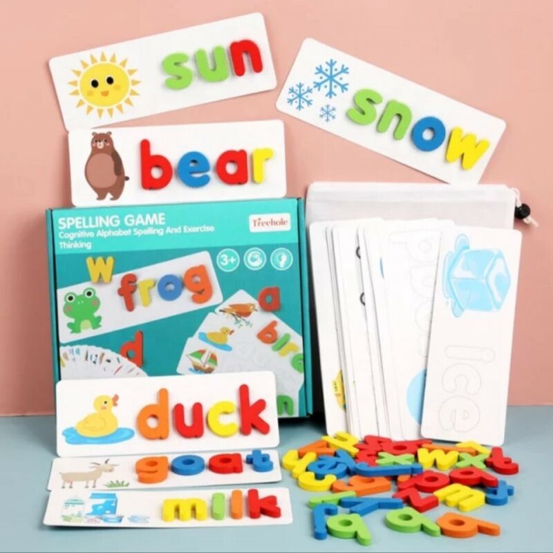 ALPHABET EARLY LEARING GAME; SPELLING AND LETTERS CARD GAME WITH PICTURES
