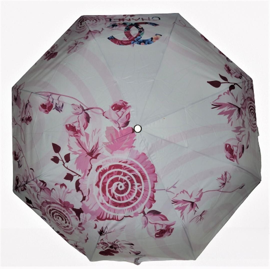 CHANEL　傘 Chanel Umbrella Folding Black Nylon Enamel GP polyamide w