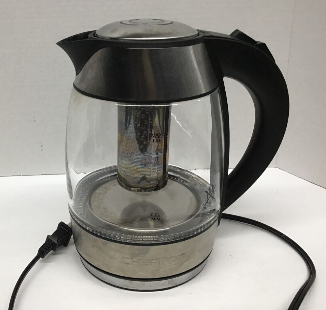 その他 Chefman RJ11-17-TI Glass Kettle with Removable Tea Infuser, 1.8 L, Clear by Chefman 1.8-Liter Cordless Glass Electric Kettle – Chefman