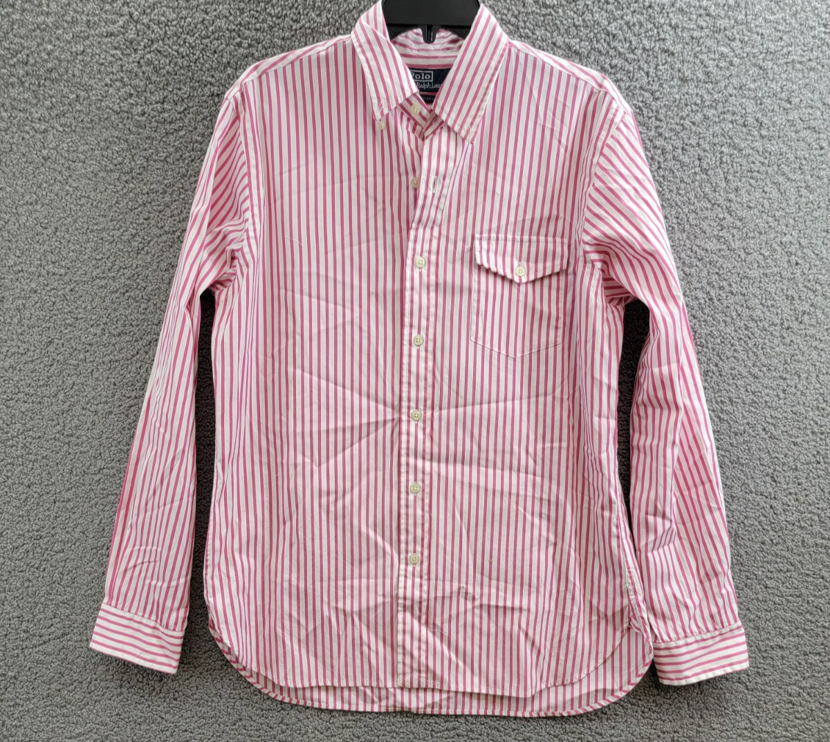 Polo Ralph Lauren Poplin Stripe Custom Fit Button Down Shirt Men's M Pink/White - Picture 2 of 18