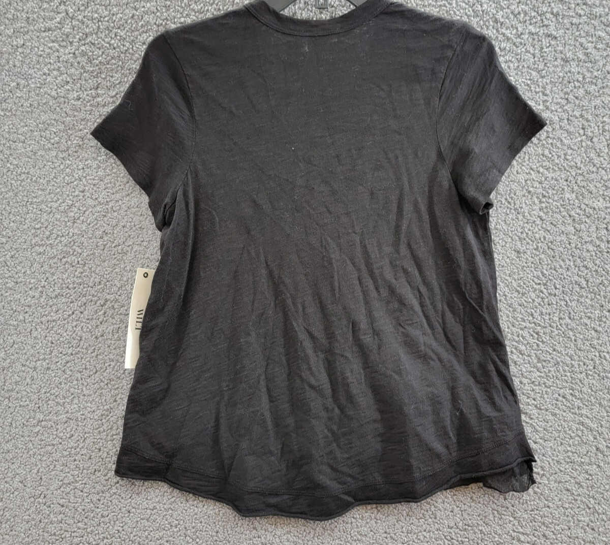 Wilt Boxy Mixed Media Hem Tee Women's XS Black Round Neck Short Sleeve Pullover - Picture 10 of 16