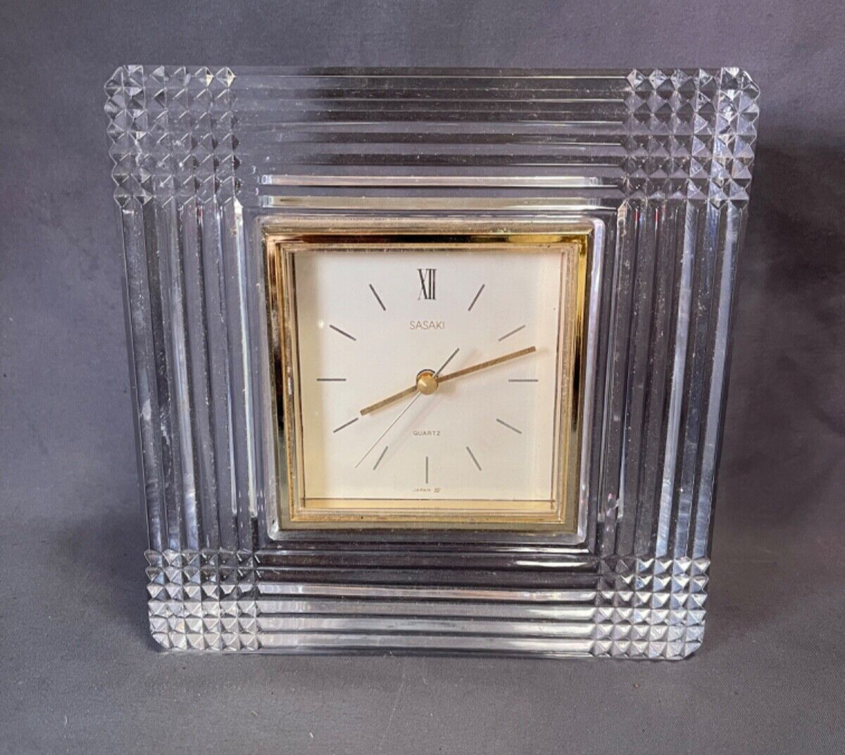 Vintage Sasaki Japan 1970s Modern Crystal Quartz Clock! Hard