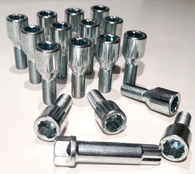 alloy wheel Tuner Slim bolts + star key M12 x 1.5 - M12x1.5, taper Renault x 16