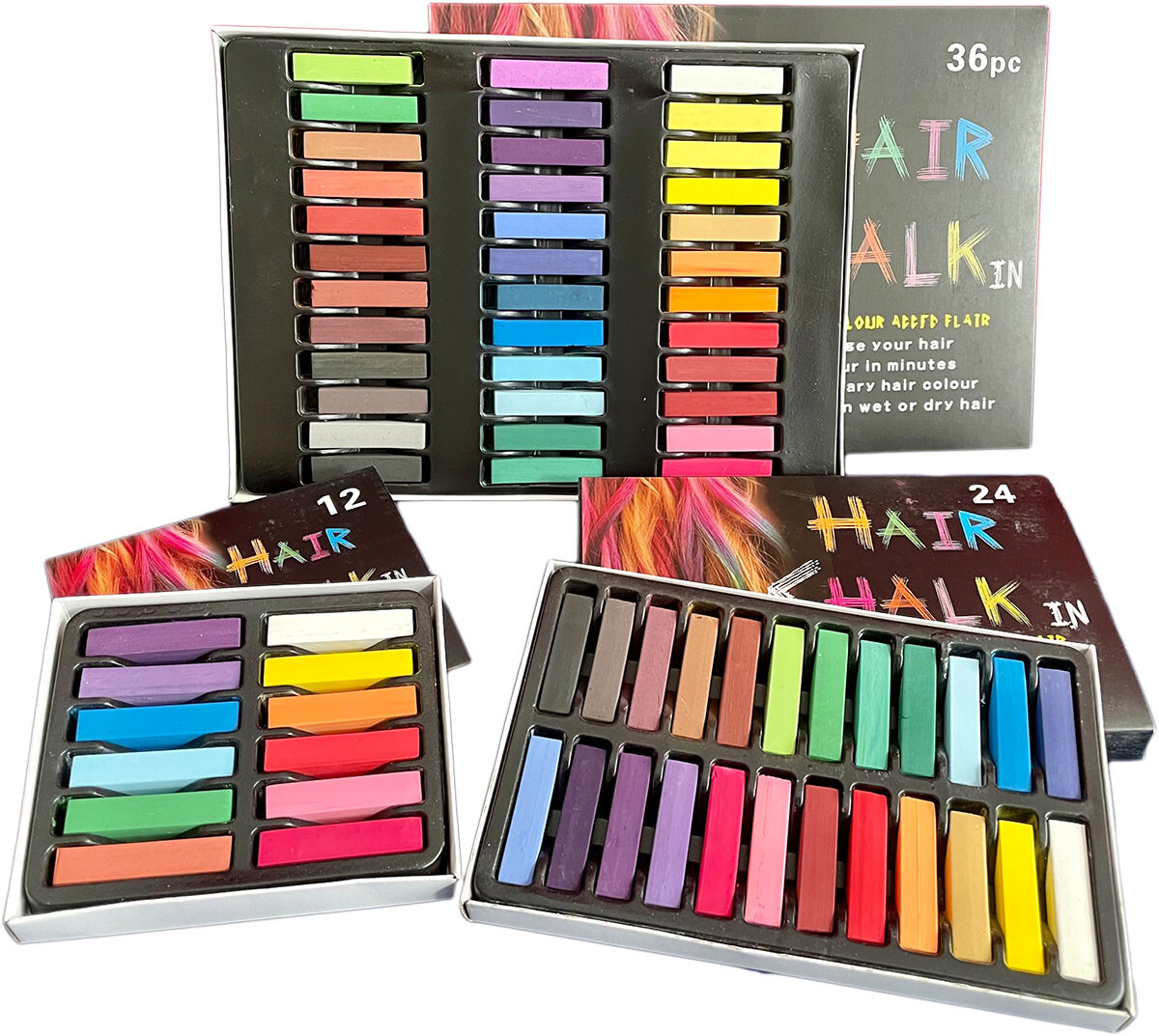 Haarkreide 12 24 36 Haarfarbe Haartönung Haar Farbe Partys Hair Chalks 