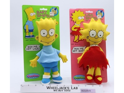 Lisa & Bart Simpson Rag Dolls 1990 The Simpsons Plush Action Figures NEW MOC