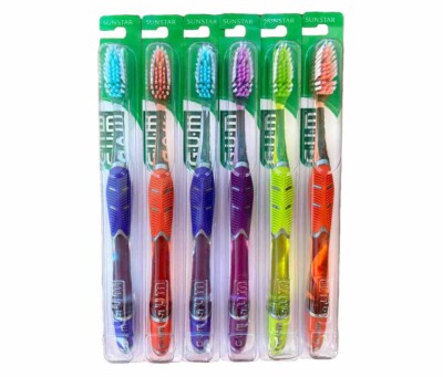 6 Pack GUM Technique Deep Clean Soft Toothbrush - 524 |Full Sized | Multi Color