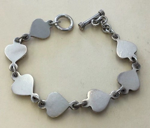 Vintage Sterling Silver 925 Southwestern Hearts Toggle Bracelet 7.5 MNN32