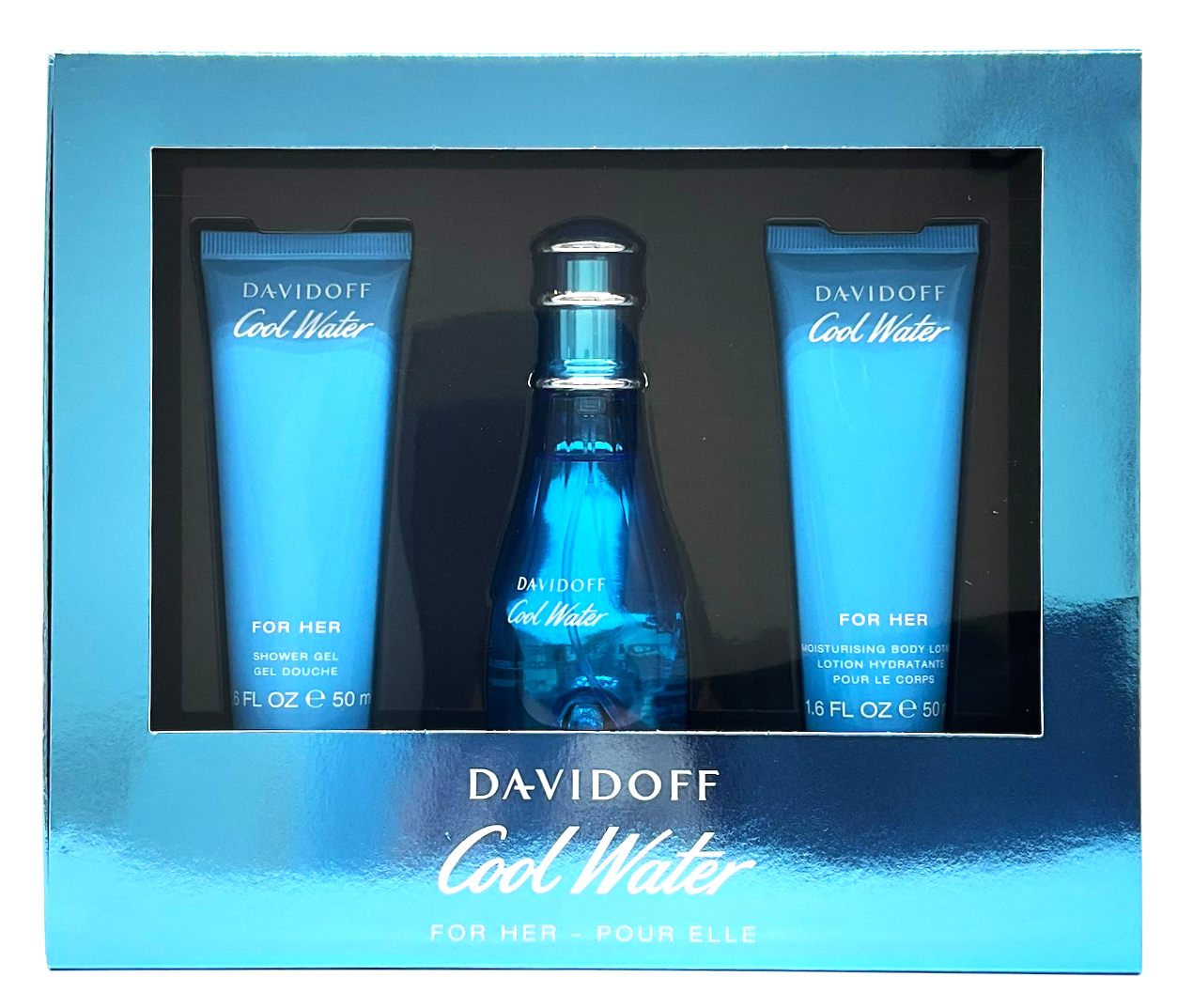 Davidoff Cool Water 3Pc Set for Women (1.7oz EDT+1.6oz B