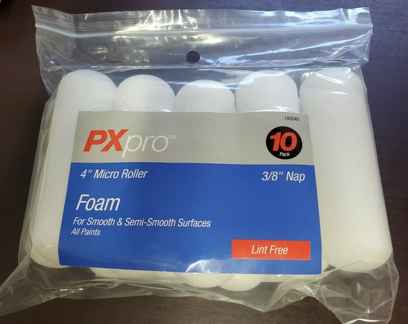 4" Foam Micro Cover Roller Refills, PX Pro 183240, 10Pk