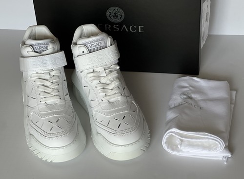 VERSACE VERSACE MEN'S LASERATA LEATHER SNEAKERS WHITE 10 US (43 EURO) 1008964 $1175