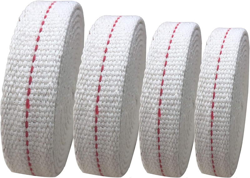 Lamp Wick 1/2, 3/4, 7/8 Inch Flat Cotton Wick 6.5 Ft/roll Red Stitch