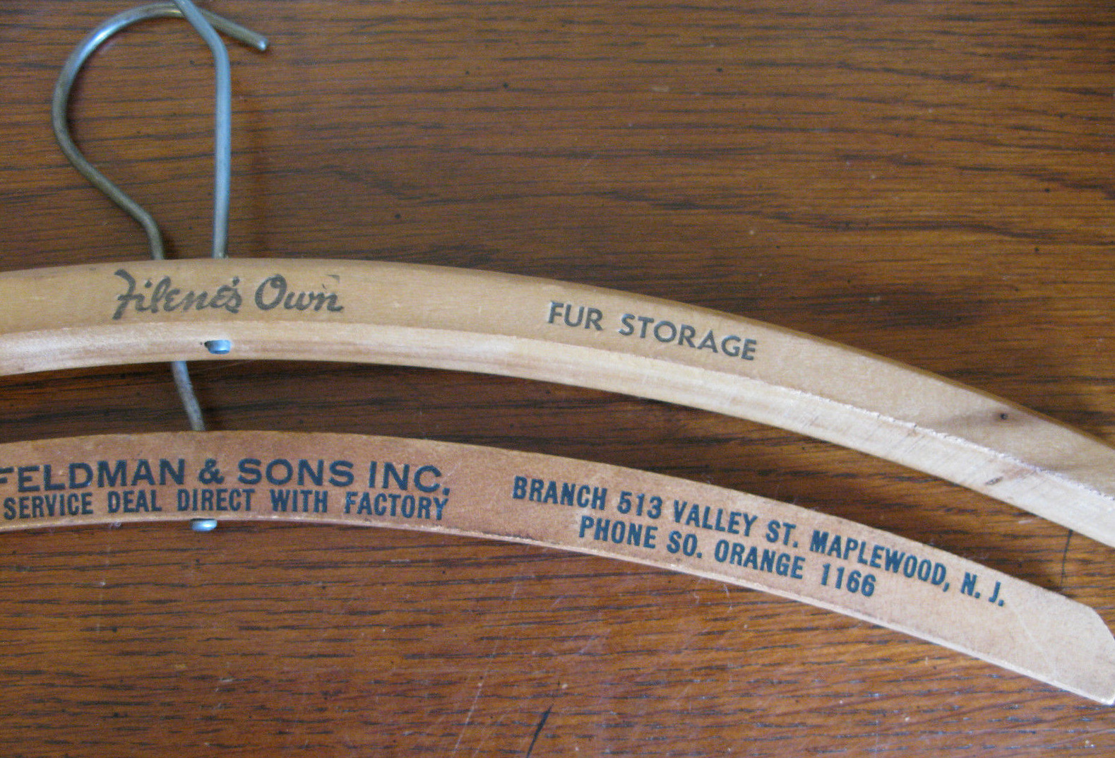 2 Vintage Wooden Wood Coat Clothes Hanger...Filene's ....Maplewood...N.J.