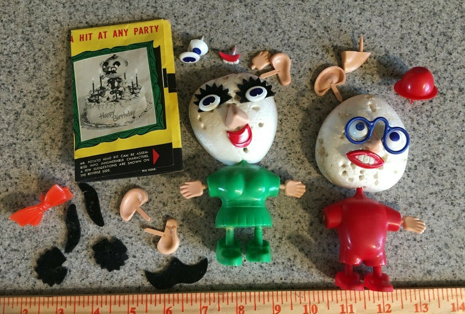 Vintage Mr Potato Head Lot Styrofoam Head 1950s 60s Toy Original USA Potatohead