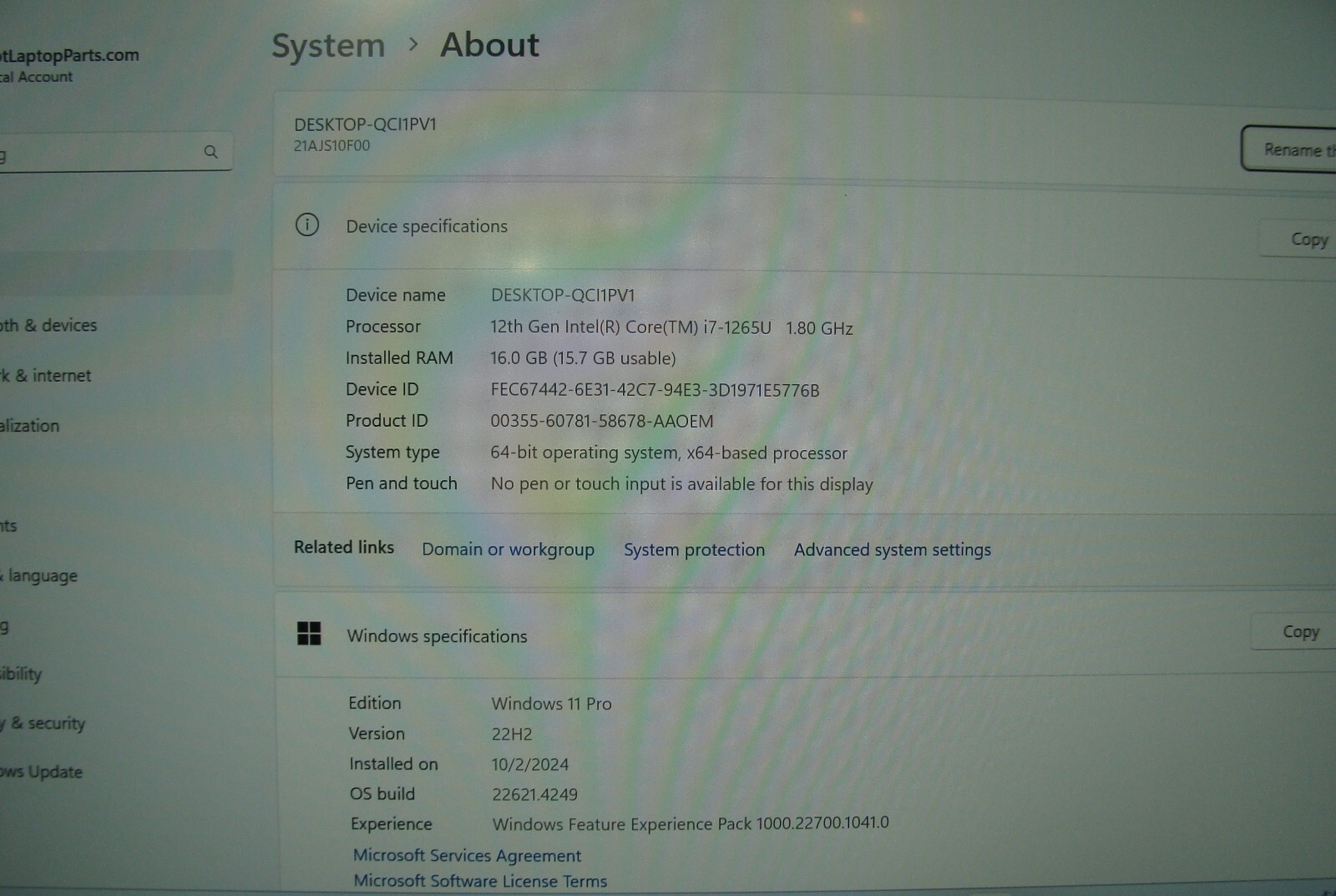 Lenovo ThinkPad T14 Gen 3 14" WUXGA i7-1265U 16GB RAM 256GB SSD Win 11 Pro - Thumbnail 7