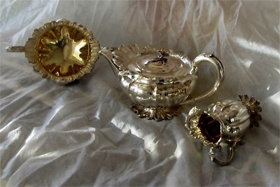 1830 English Antique Georgian Sterling Silver Tea Set Drake Family London 1697gr
