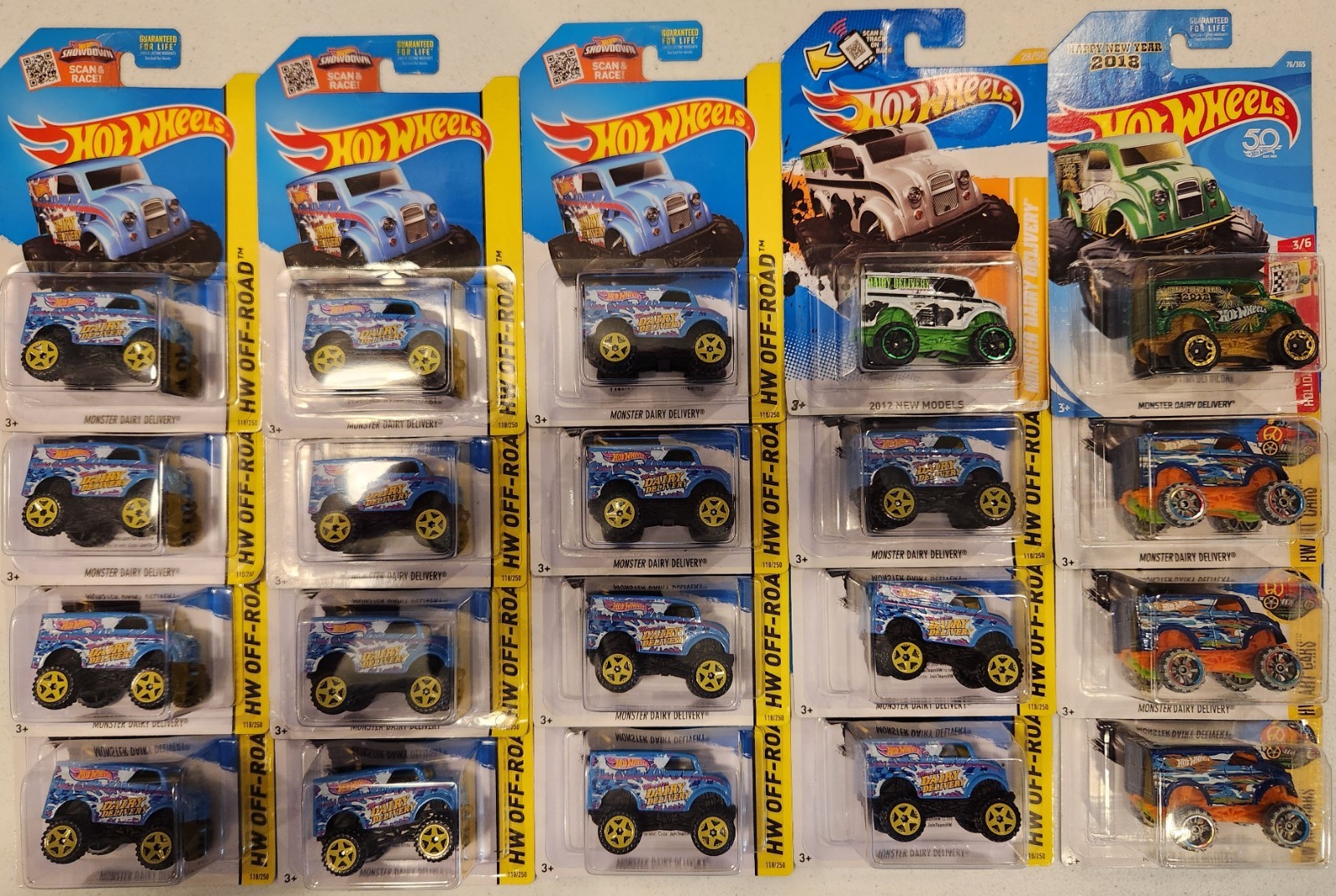 Hot Wheels Lot of 24 Monster Dairy Delivery Vans Metal Body