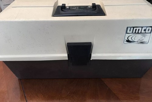 Vintage UMCO Tackle Box # 1293 Tan & Brown Fishing Gear 3 Tier Storage