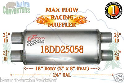 18DD25058 Max Flow Muffler 18” Oval Body 2 1/2” 2.5” P