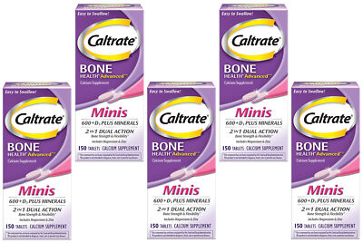 Caltrate Calcium and Vitamin D3 Plus Minerals Minis, 150 Tablets (5 Pack)