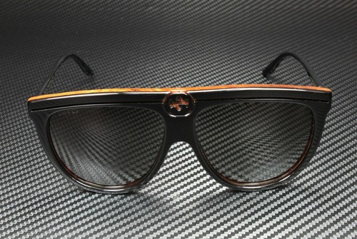 Pre-owned Gucci Gg0732s 001 Aviator Black Grey Women's Sunglasses 61 Mm In Gray