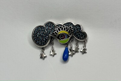 Marc Jacobs Third Eye Star Cloud Silver Multi Rhinestone Pin Charm 