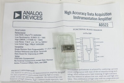 Analog Devices AD522 High Accuracy Data Acquisition Instrumentation Amplifier
