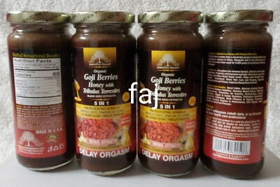 Organic GOJI BERRIES HONEY With TRIBULUS TERRESTIRS By Essential Palace 16 oz .