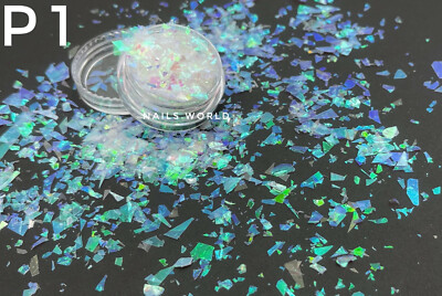Nail Art Glitter Crushed Mylar Broken Glass Holographic Mirror Flakes Shell Foil