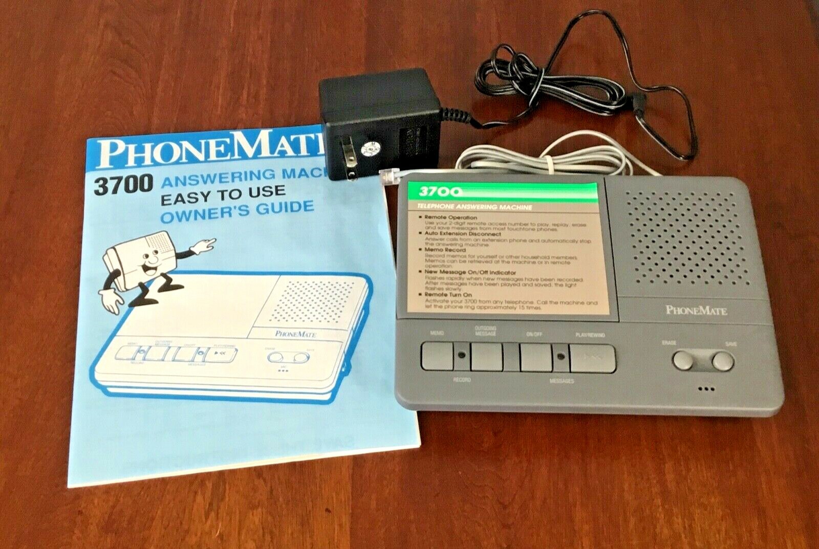 Vintage PhoneMate 3700 Telephone Answering Machine English / Spanish, Never Used