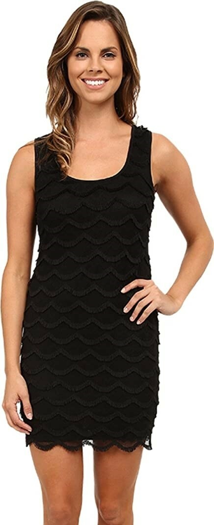 RSVP 241422 Womens Playful Sleeveless Fringe Sheath Dress Black Size 10
