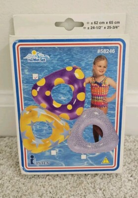 Go For Sun Mosaic Pool Triangle Ring Tube Yellow Purple Vintage 1999 New! Intex