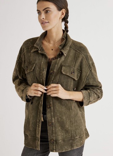 

Свободная куртка-рубашка Anthropologie Pilcro с потертостями в рубчик, зеленый , НОВИНКА, Moss green, pilcro relaxed shirt jacket