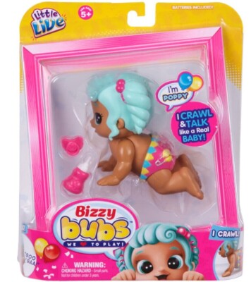 Little Live Bizzy Bubs We Love To Play Single Pack Poppy Crawl & Talk Collect