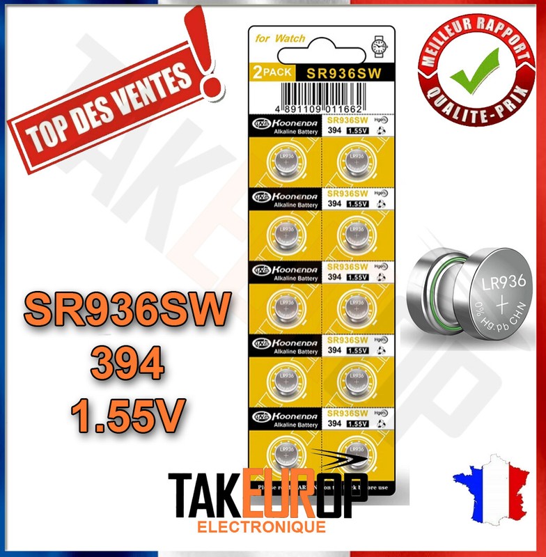 Pile Bouton 394 Sr936sw 1.55v Lot De 2 4 6 Ou 10 Koonenda Sr45h Sr936 Sr936sw