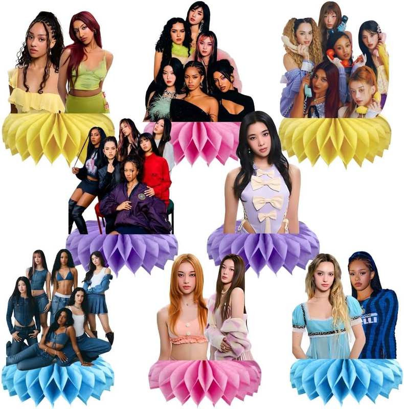 8Pcs Katseye Table Centerpiece Birthday Party Supplies Double Side Table Decorat