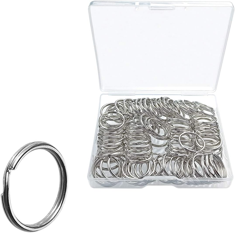 100 Pcs Split Ring, Small Key Rings Bulk Split Keychain Rings DIY Craft Metal Keychain Connector Accessories (18Mm)