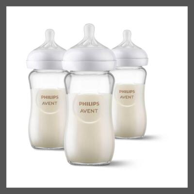Стеклянная натуральная детская бутылочка Philips Avent 3pk с соской Natural Response -